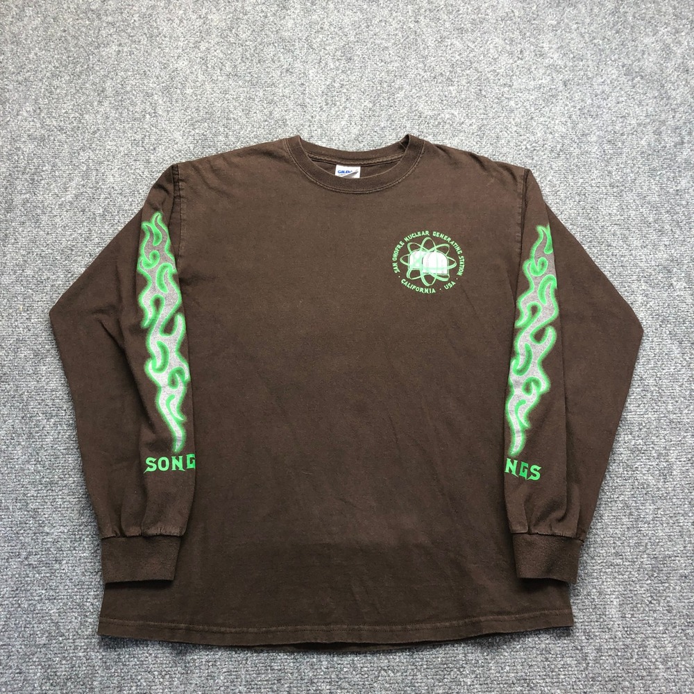 Y2K  Nuclear Generating Station Brown Flame Graphic Long Sleeve M